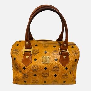 MCM Cognac Visetos Boston Bag